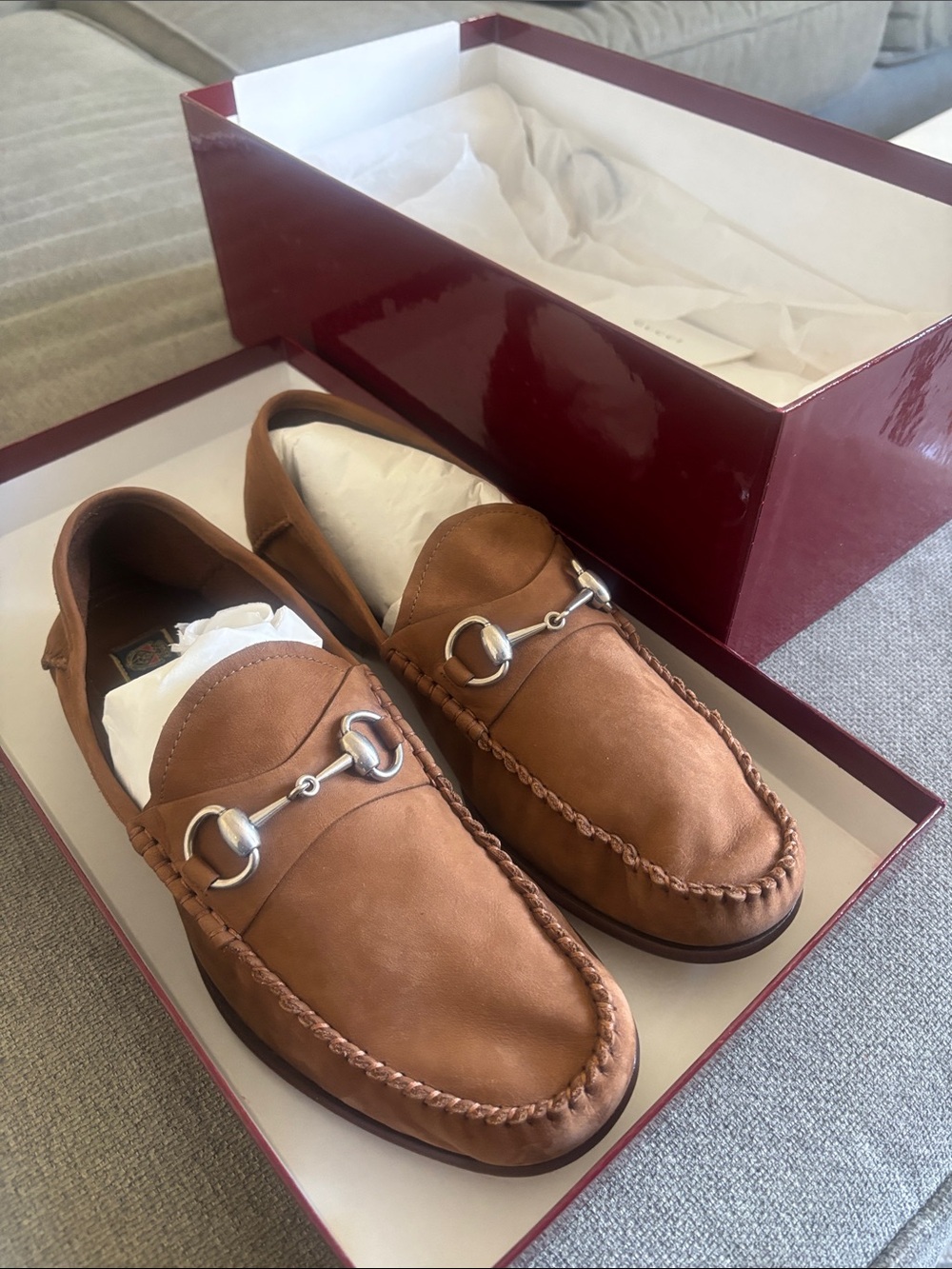 Gucci Brown Horsebit Slip-On Loafers